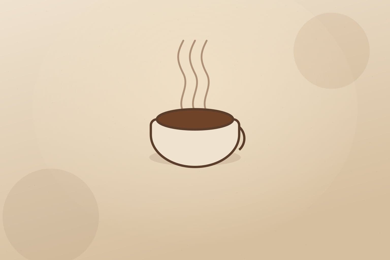Editorial illustration of a dark cup of black tea with steam
