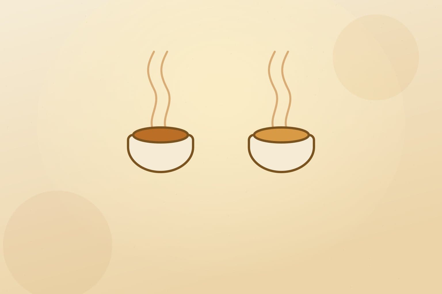 Editorial illustration of two cups side by side, black and green tea
