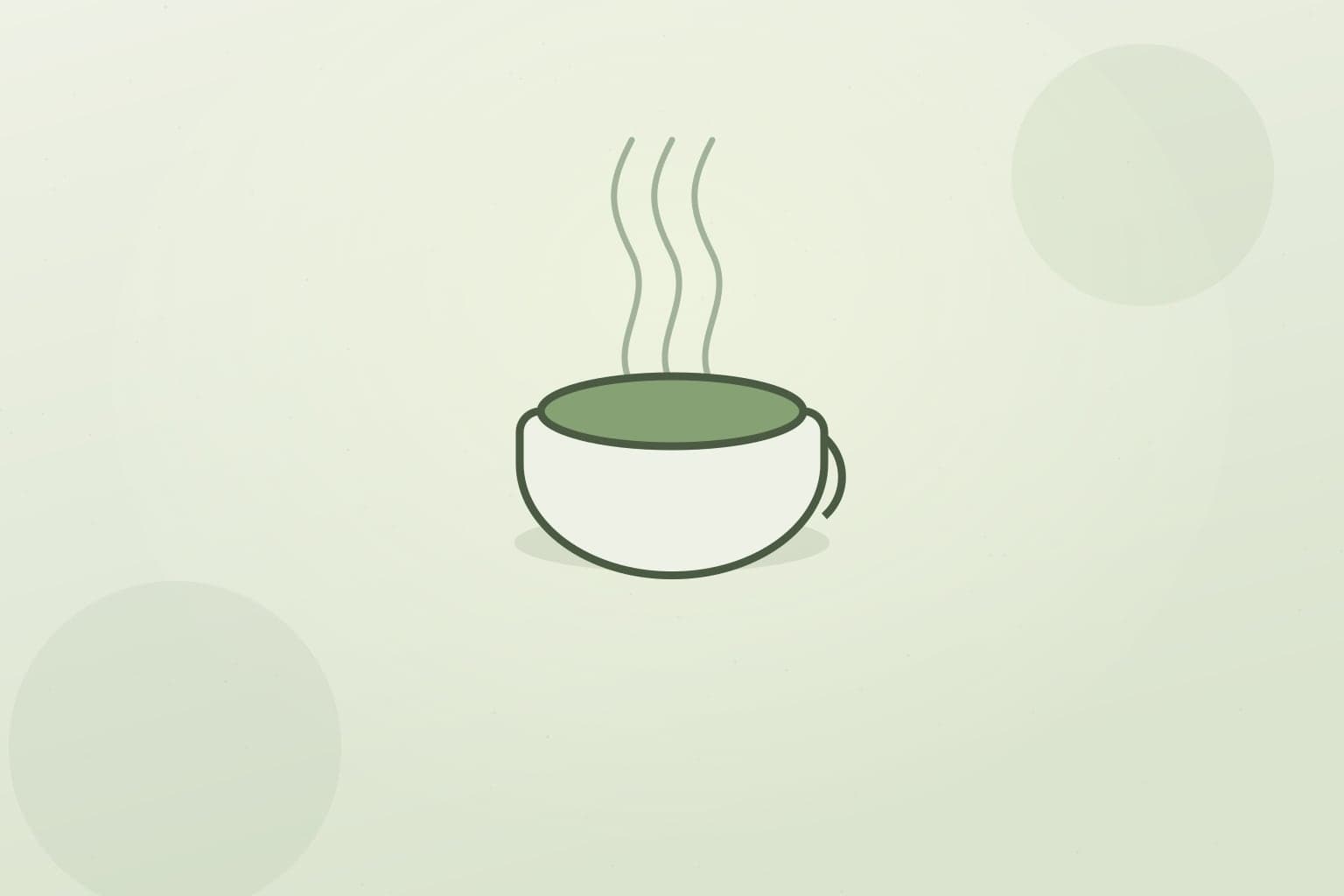Fresh editorial illustration of a cup of green tea