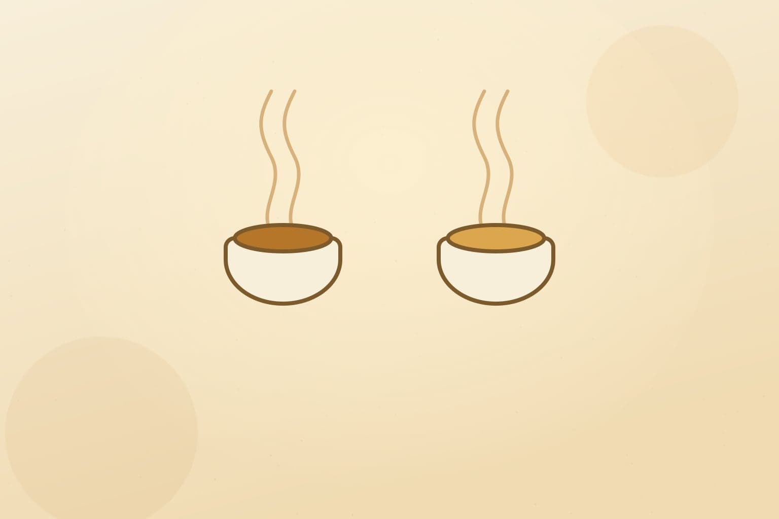 Editorial illustration of two cups comparing oolong and green tea