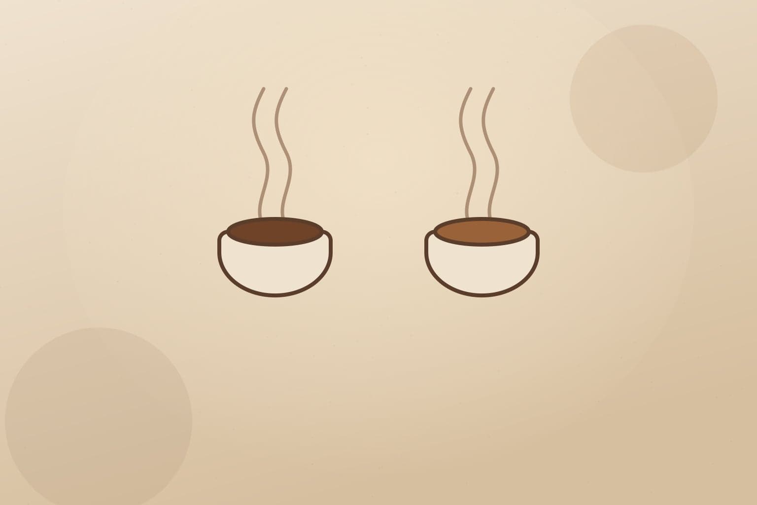 Editorial illustration of two cups comparing shu and sheng puerh